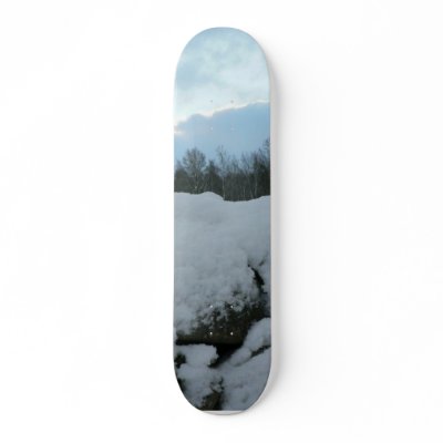 Stone Wall With Snow Skateboard Deck by lifesphere
