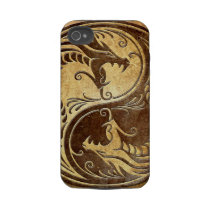 Stone Yin Yang Dragons Tough Iphone 4 Cover