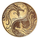 Stone Yin Yang Dragons Round Stickers