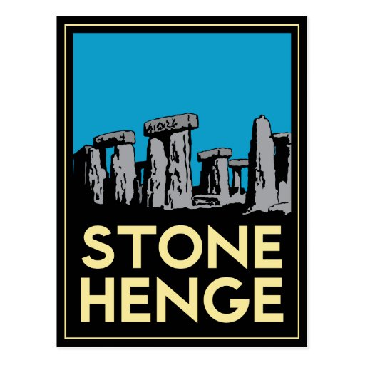 Stonehenge art deco travel poster post card