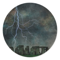 Stonehenge Storm Round Sticker