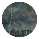 Stonehenge Storm Round Sticker