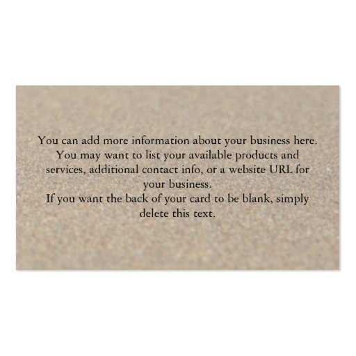 Stones on the Beach Business Cards (back side)