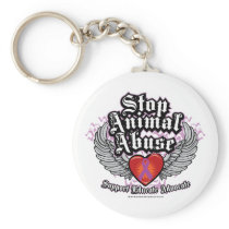 Stop Animal Abuse Wings Keychains
