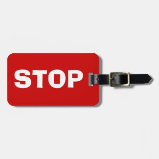 STOP bright Red Luggage Tags