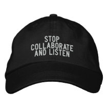 STOP collaborate and listen embroidered hats