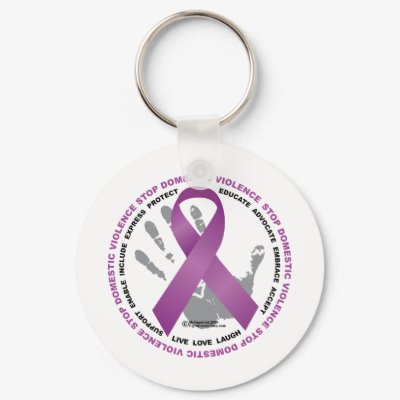 Stop Domestic Violence Ribbon Keychains by fightcancertees