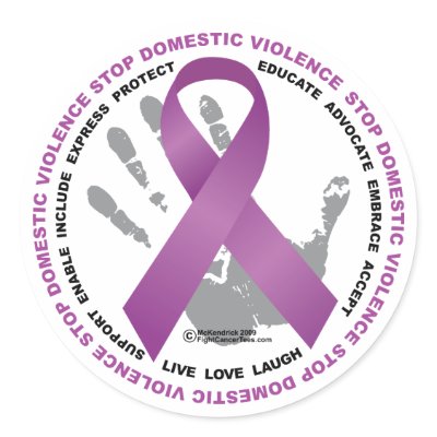Stop Domestic Violence Ribbon Round Sticker by fightcancertees