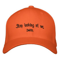 Stop looking at me, swan. embroidered hats by Black_Rain Stop looking at me, swan. embroidered hats