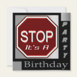 Stop Sign Customized Birthday Party Invitations