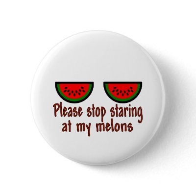 Stop Staring At My Melons Line Pinback Buttons by dollface766