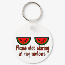 Stop Staring At My Melons Line keychains