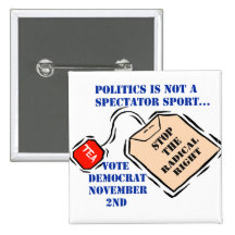 STOP THE RADICAL RIGHT PINBACK BUTTONS