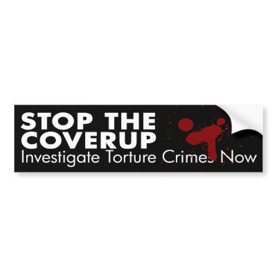 Stop the Torture Coverup Bumper Sticker by irregulargoods