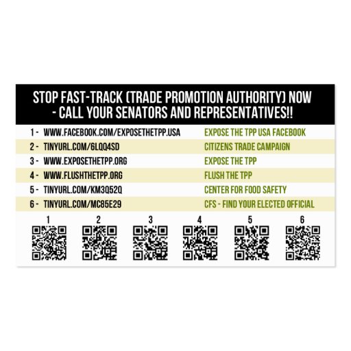 STOP THE TPP business cards (back side)