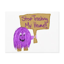 stop trashing my home! post cards