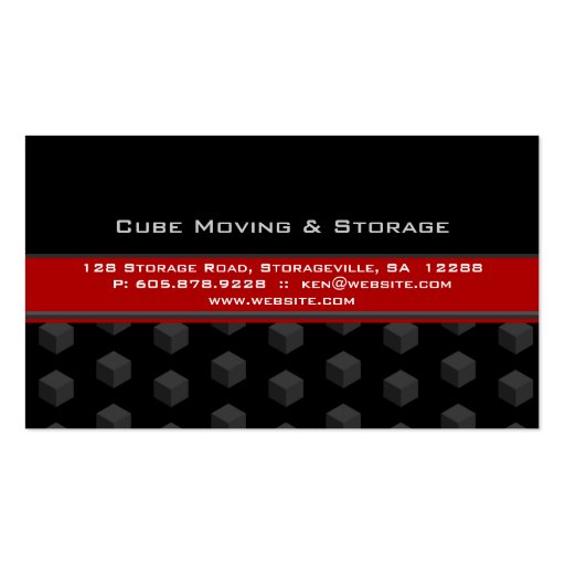 Storage Business Card Cube Box Black Red 3D (back side)