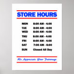 Store hours Sign posters