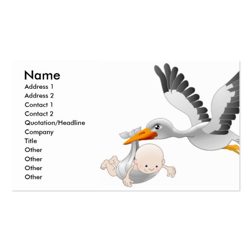 Stork and baby business card