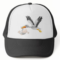 stork and baby mesh hat