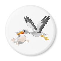 stork and baby refrigerator magnet