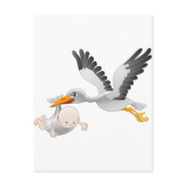 stork and baby postcard