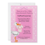Stork and Triplet Girls Shower Invitations