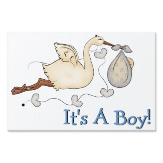Stork Baby Boy Birth Yard Sign