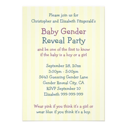 Stork Baby Gender Reveal Party Personalized Invite