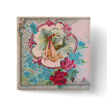 STORK BABY SHOWER 2 PINBACK BUTTONS