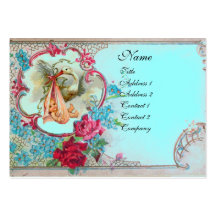 STORK BABY SHOWER 2 MONOGRAM blue Business Card