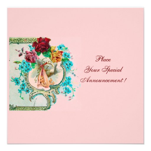 STORK BABY SHOWER 2 pink red Invites