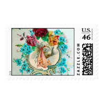 STORK BABY SHOWER 2 POSTAGE STAMPS