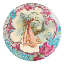 STORK BABY SHOWER 2 STICKERS