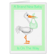 Stork Baby Shower Card (Unisex)