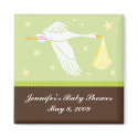 Stork Baby Shower Magnet - Green/Brown by maboles Stork Baby Shower Magnet - Green/Brown