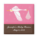 Stork Baby Shower Magnet - Pink/Brown magnet
