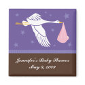 Stork Baby Shower Magnet - Purple/Brown magnet