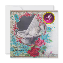 STORK BABY SHOWER MONOGRAM PHOTO TEMPLATE,white Invite