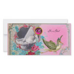 STORK BABY SHOWER MONOGRAM ,ruby Photo Card Template