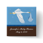 Stork Baby Shower Pin - Blue/Brown