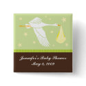 Stork Baby Shower Pin - Green/Brown buttons by maboles Stork Baby Shower Pin - Green/Brown buttons
