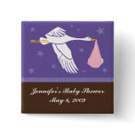 Stork Baby Shower Pin - Purple/Brown