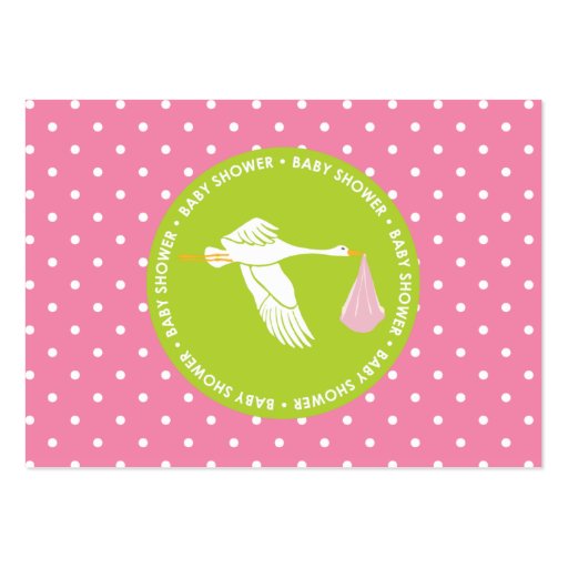 Stork Baby Shower Registry Card - Pink & Green Business Card Templates (back side)