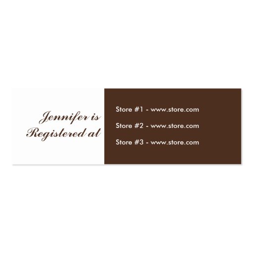 Stork Baby Shower Small Registry Card - Blue/Brown Business Card Templates (front side)