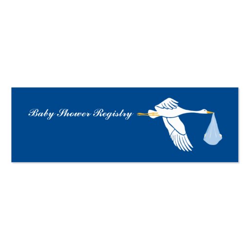 Stork Baby Shower Small Registry Card - Blue Business Cards (back side)