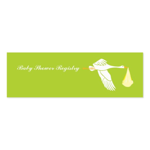 Stork Baby Shower Small Registry Card - Green Business Card (back side)