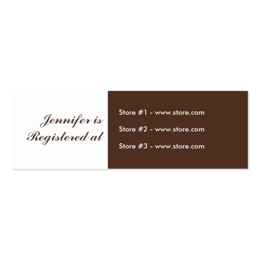 Stork Baby Shower Small Registry Card - Pink/Brown Business Cards (front side)