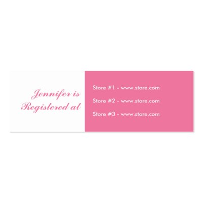 Baby Registry Website on Stork Baby Shower Small Registry Card   Pink Business Card Templates