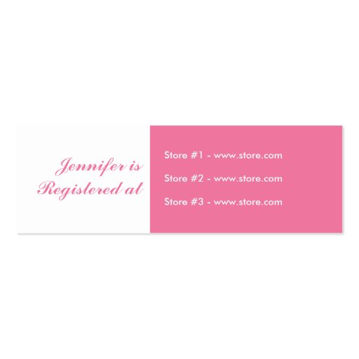 Stork Baby Shower Small Registry Card - Pink Business Card Templates (front side)